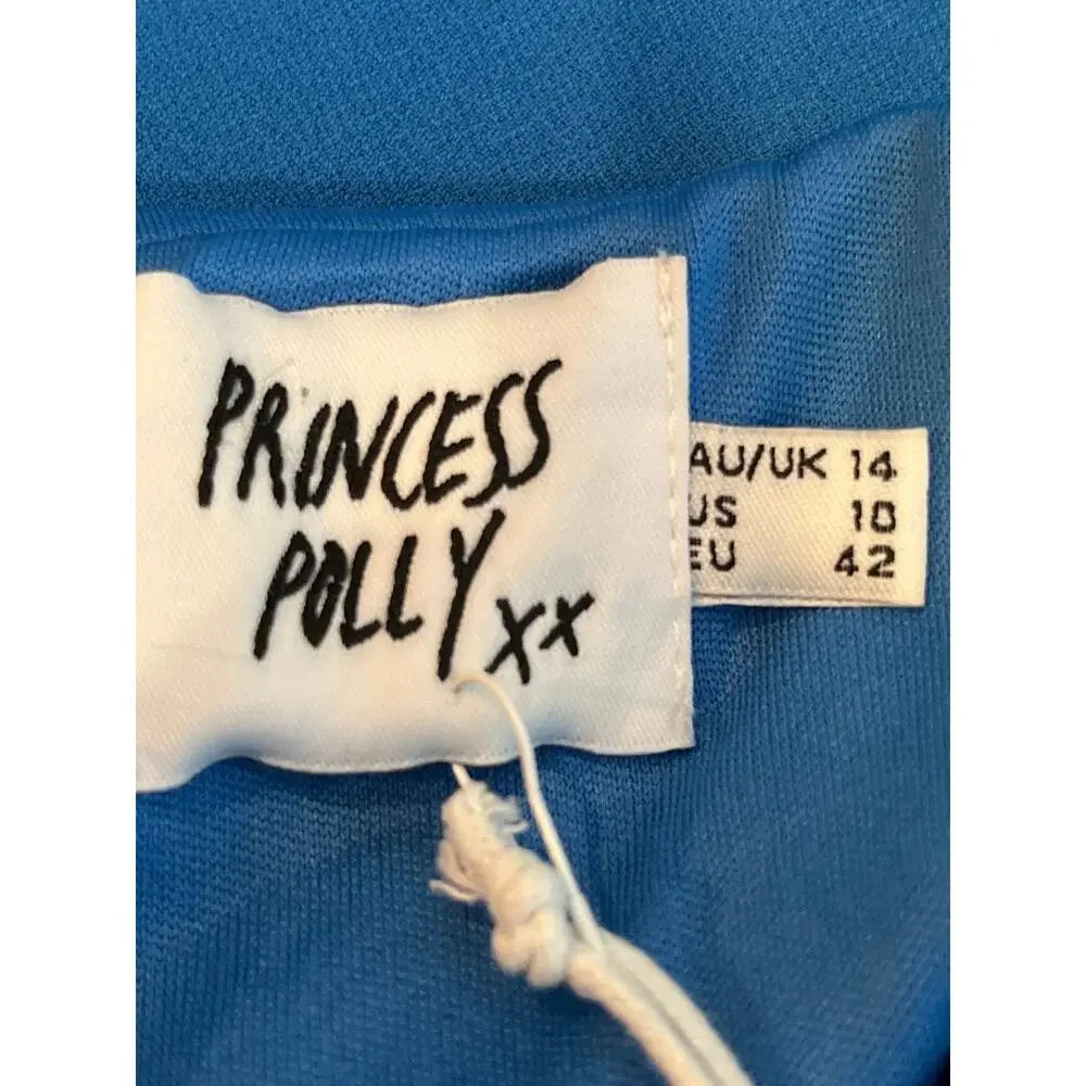 Princess Polly Alaska Strapless Mini Dress Blue Cutout Bodycon Party Size 10 NWT